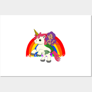 Mermaid and Unicorn Dreamteam Posters and Art